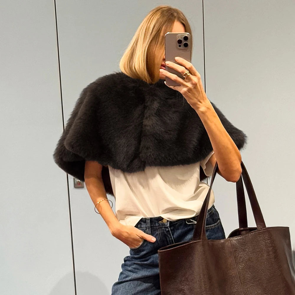 Elegant Fleece Shawl Fashion Patchwork Maxi Skirts Sets Luxury Vintage Female Dress Set