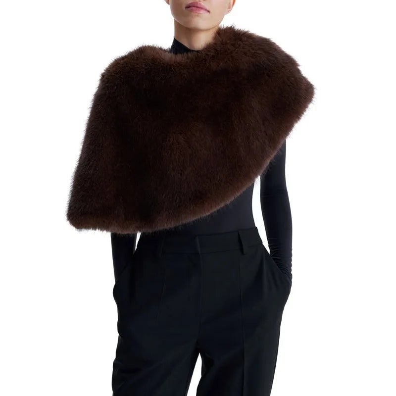 Elegant Fleece Shawl Fashion Patchwork Maxi Skirts Sets Luxury Vintage Female Dress Set